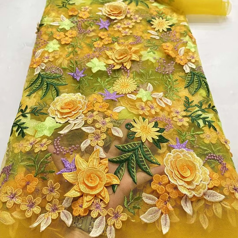 Textile For Sewing - Tela de tul bordada con flores
