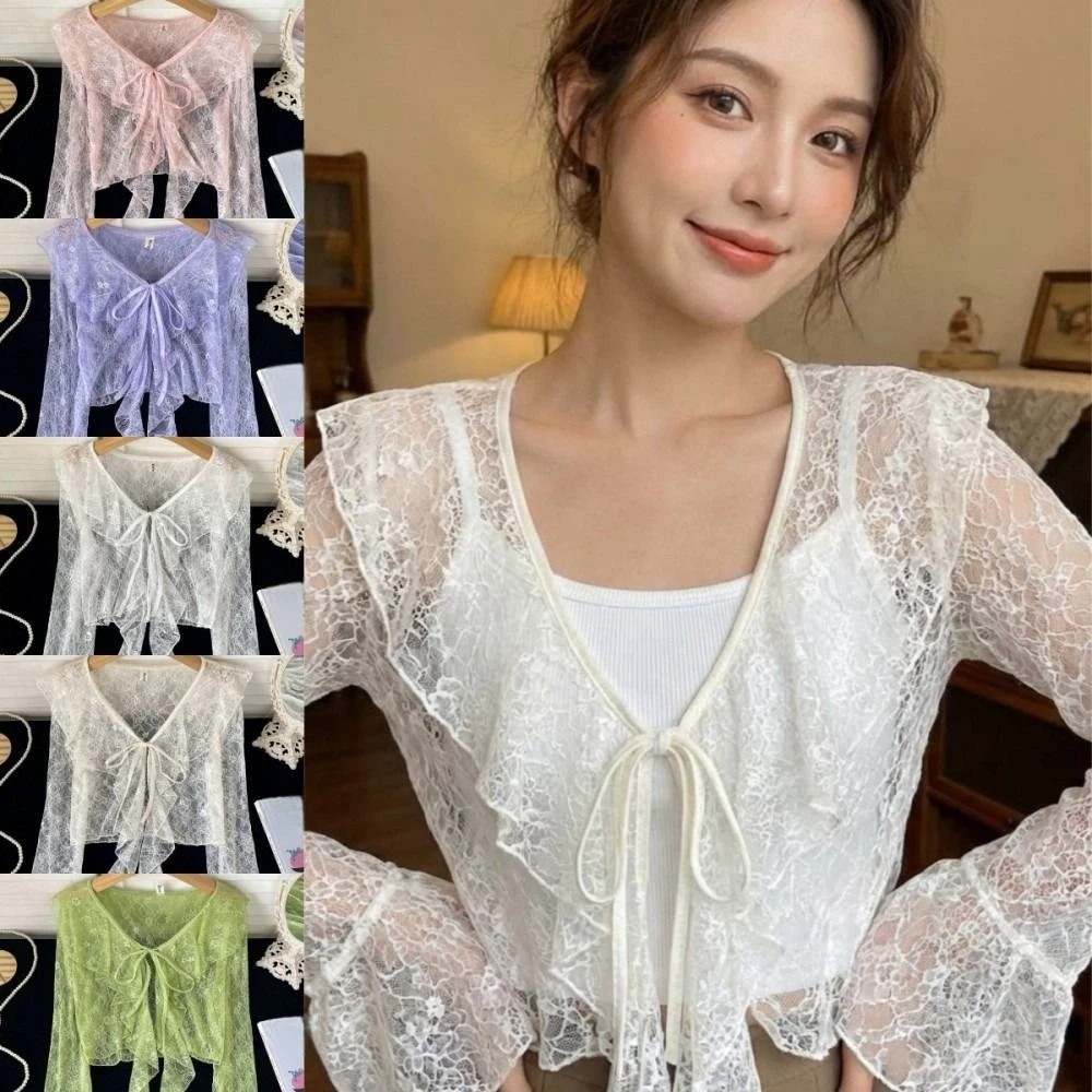 Cárdigan de encaje con cuello  - Sewing V reseña y precio